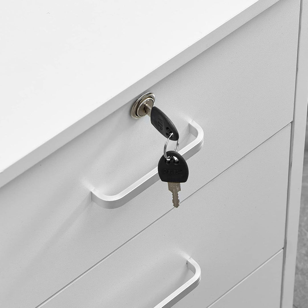CLIPOP Mobiler Büro-Aktenschrank,3 Schubladen Abschliessbar Seitlicher Aktenschrank mit offenen Lage