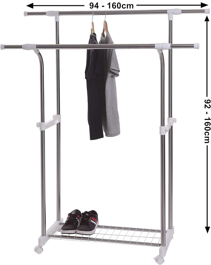 Hyfive Doppelkleider Kleiderstange ausziehbare Garderobe verstellbar