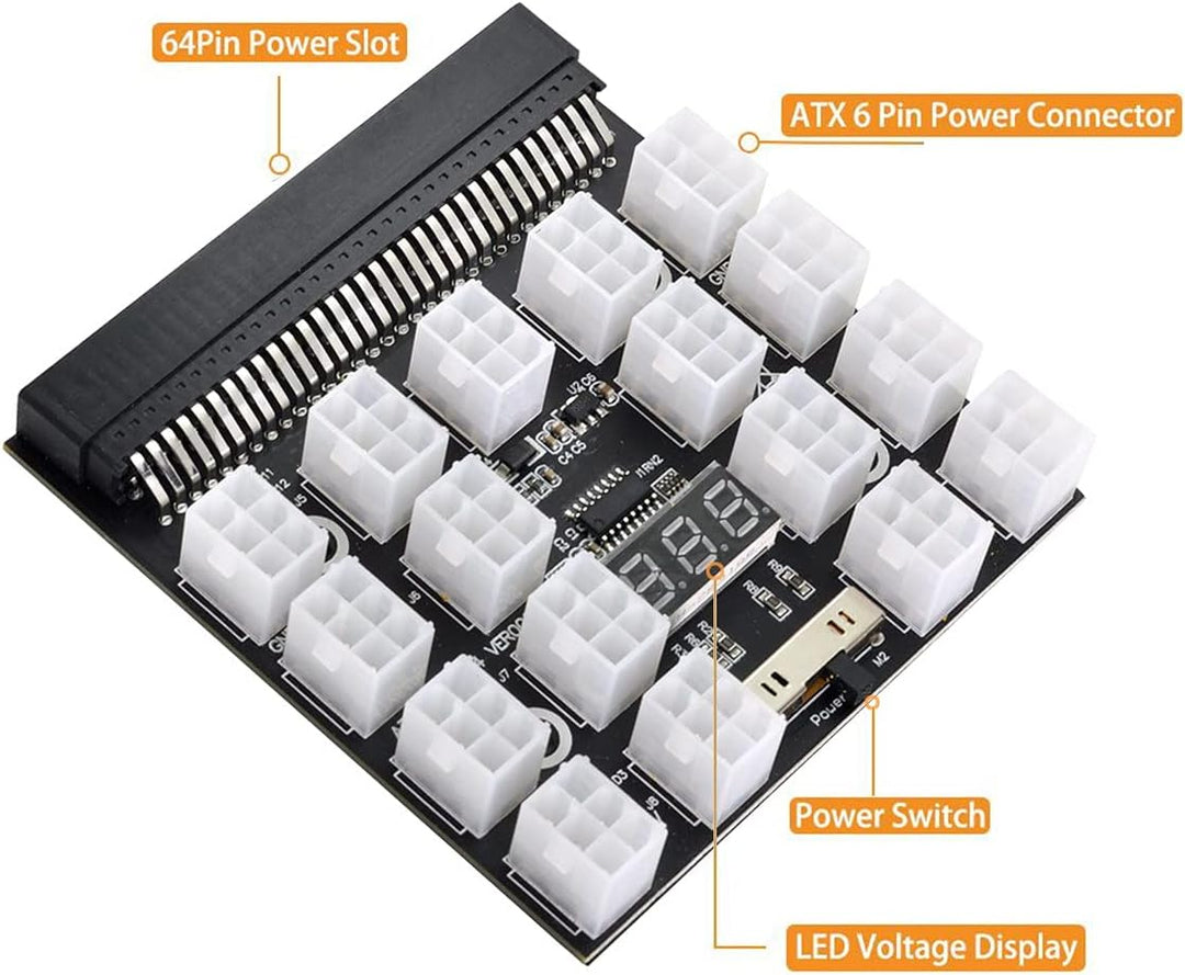 xiwai 1200W Server Netzteil Netzteil Breakout Board Adapter mit 17 Ports ATX 6 Pin für DPS-800GB 120