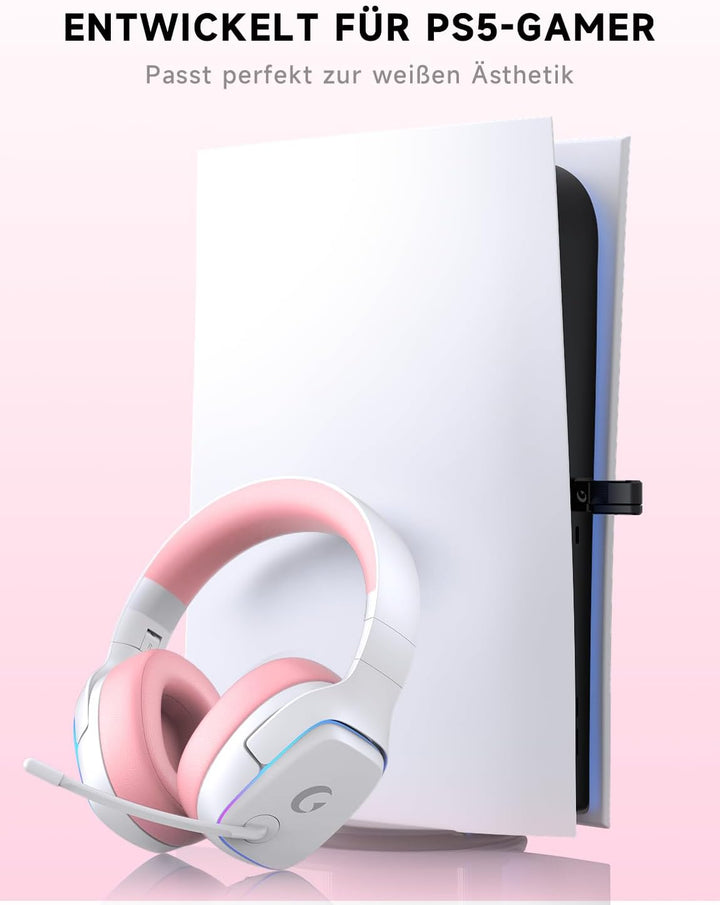PS5 Headset Wireless, Gaming Headset für PS5, PS4, PC, Switch, Kopfhörer Kabellos Bluetooth 5.3, 2.4