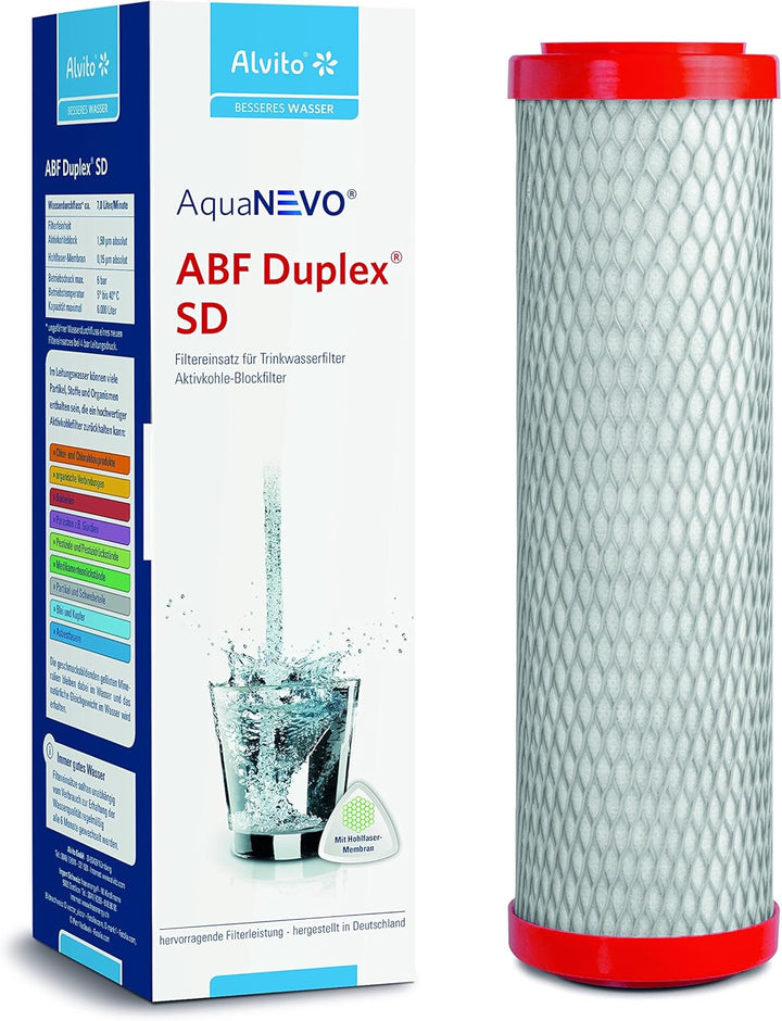 Alvito Wasserfilter ABF Duplex, Aktivkohle Blockfilter mit Hohlfaser-Membran, Trinkwasseraufbereitun