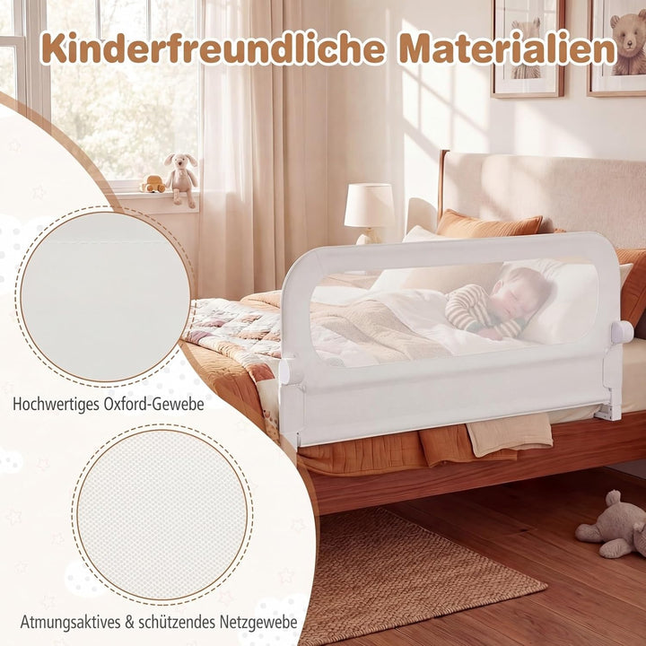 COSTWAY Bettgitter klappbar, 120 x 60 cm Bettschutzgitter mit abnehmbarem Oxford-Bezug, U-förmigem G
