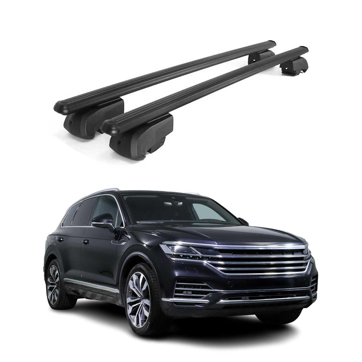 OMAC Dachträger Grundtäger kompatibel mit VW Touareg mk3 2018-2023 Pre-FL 75kg Alu Schwarz 2 TLG