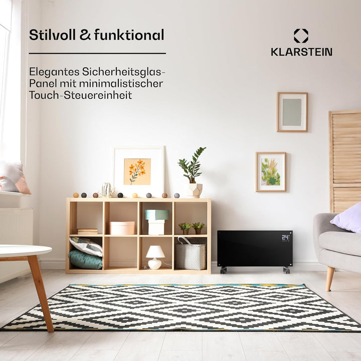 Klarstein Elektroheizung, Konvektor-Heizung mit Bodenrollen, Mobile Elektroheizung Energiesparend, L