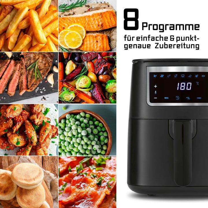 GOURMETmaxx Heissluftfritteuse 4 L Airfryer | Fritteuse mit Touchscreen, 9 Funktionen &amp; 8 Programmen