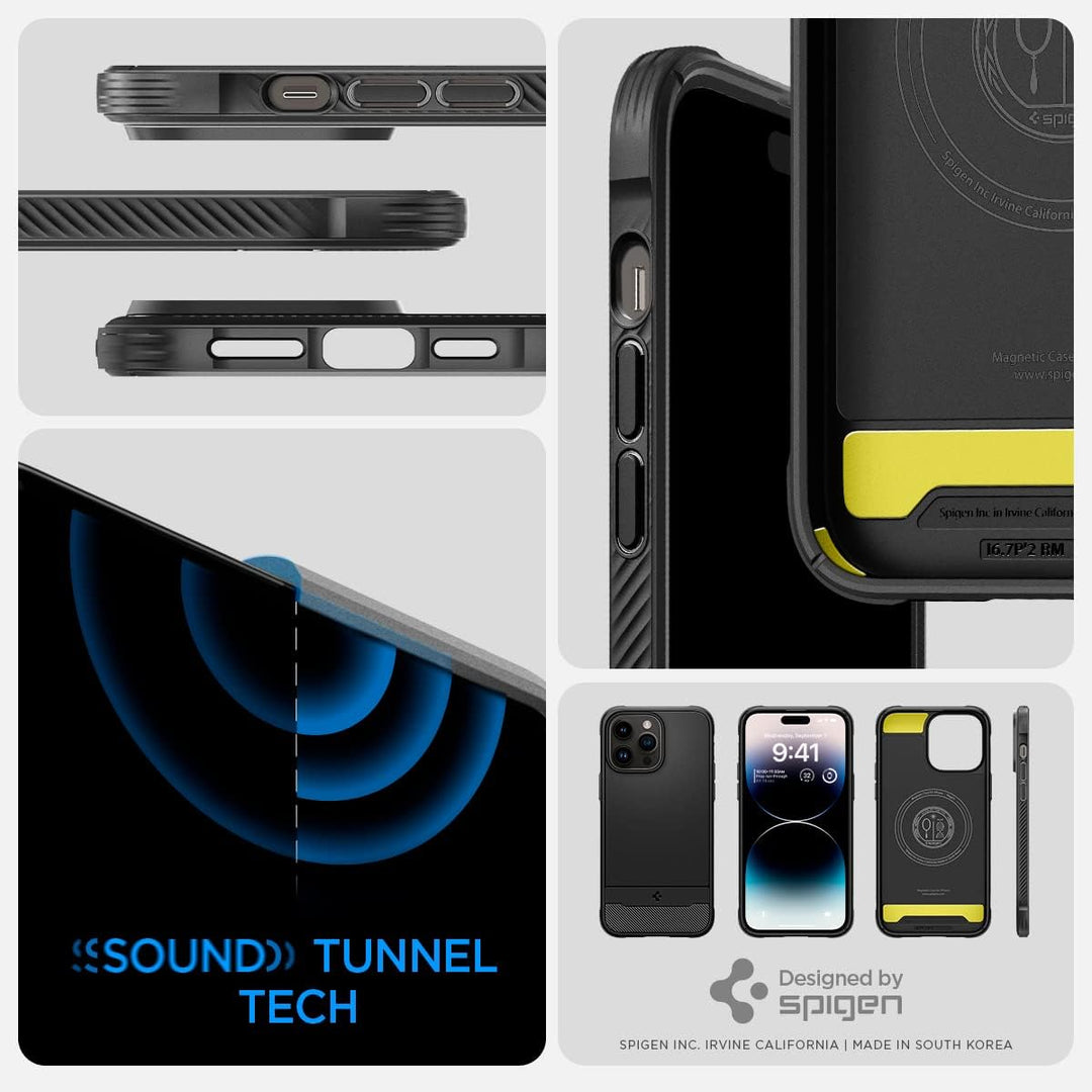 Spigen Rugged Armor MagFit Hülle Kompatibel mit iPhone 14 Pro -Matte Black, Matte Black