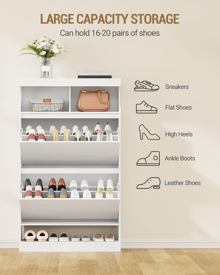 Hzuaneri Schuhschrank, Schuhaufbewahrung, Holz Schuhkipper, Schuhregal, Offenes Fach, Trennwand Vers