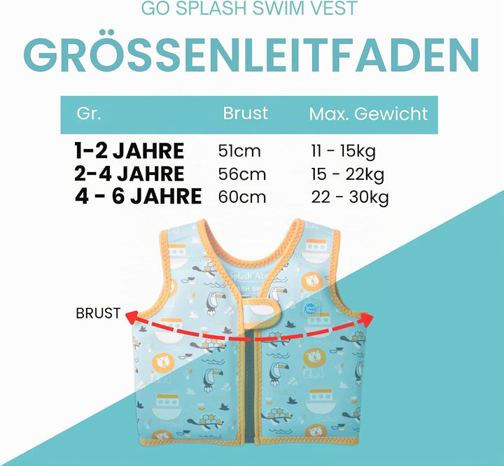 Splash About Go Splash Schwimmweste Blue Ark 1-2 Jahre, Blue Ark 1-2 Jahre