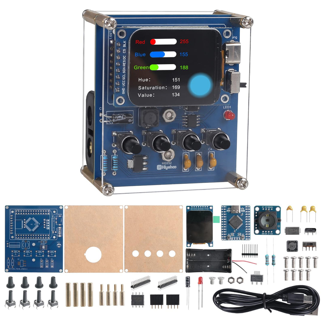 Farberkennung Löt Bausatz, DIY Elektronik Bausatz mit RGB Farbsensor, Farbscanner mit 4 Modi für Sca