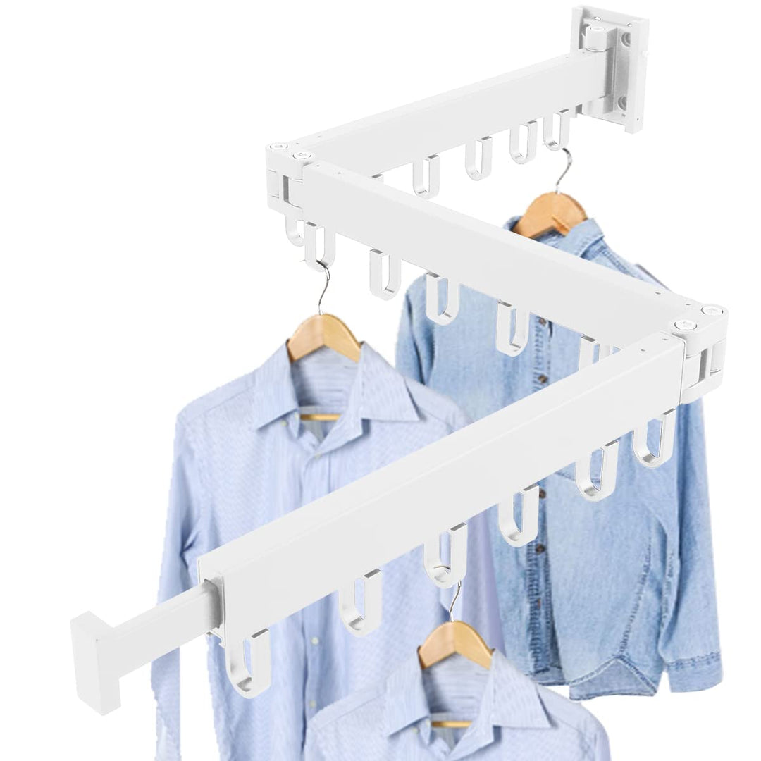 Einziehbarer Kleiderständer, Aluminium, Klappbar, Wandmontage, Wäscheständer mit Handtuchhalter, Kle