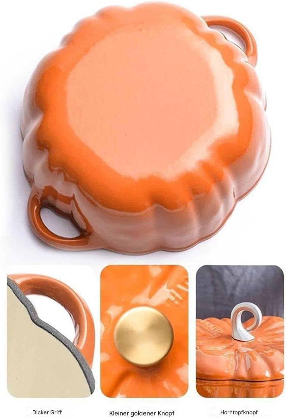 Kürbis Topf | Kürbis Design Emailletopf | Emailliertes Holländisches Ofen Mit Gusseisen Mit Deckel |