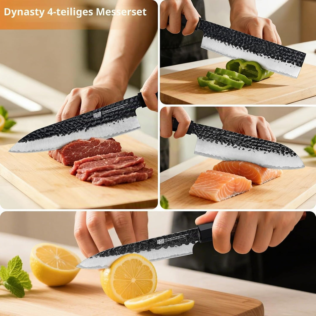 FINDKING Dynasty Serie 4PCS Küchenmesserset, Professionelles japanisches Kochmesserset, Klinge aus 9