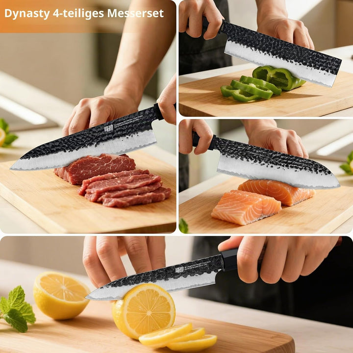 FINDKING Dynasty Serie 4PCS Küchenmesserset, Professionelles japanisches Kochmesserset, Klinge aus 9