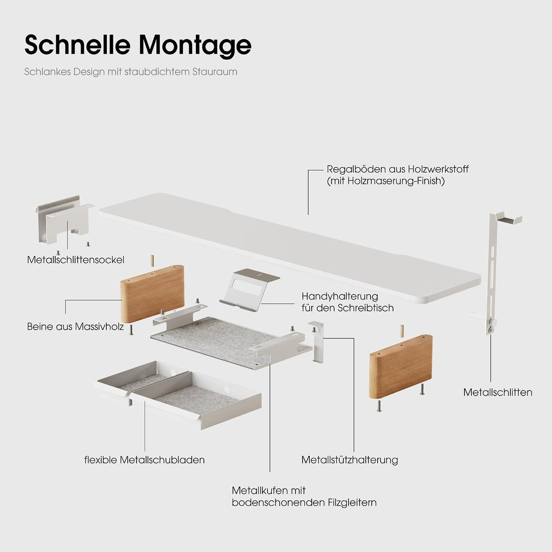 Fenge Dual Monitorständer mit 2 Herausnehmbaren Schubladen,Weiss, Weiss