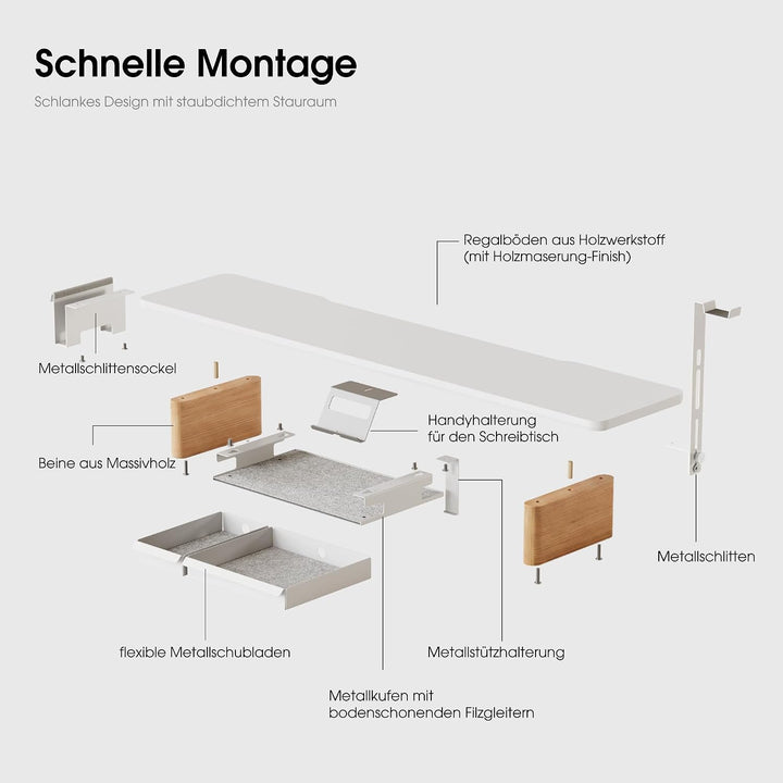 Fenge Dual Monitorständer mit 2 Herausnehmbaren Schubladen,Weiss, Weiss