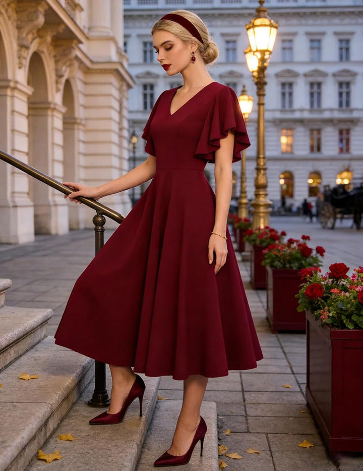bridesmay Damen Kleider Vintage Kleider 50er Jahre Rockabilly A Line Cocktailkleid Abendkleider Eleg