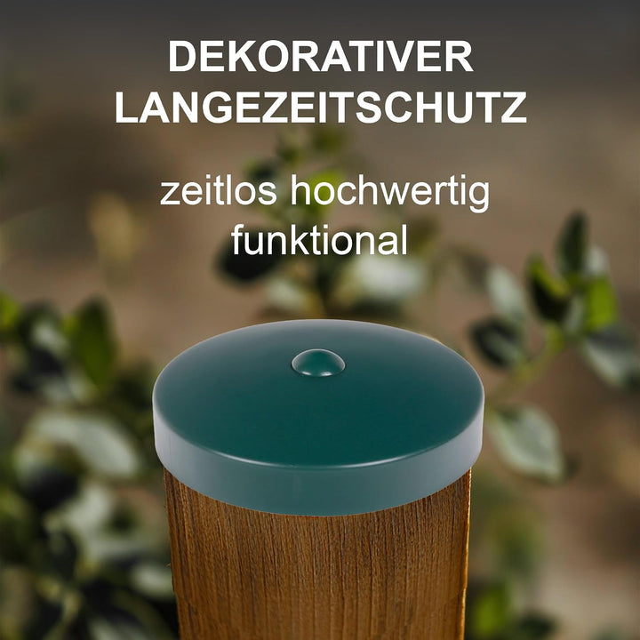 h2i Pfostenkappe | Kunststoff Grün | Ø 121 mm | 5 Stück | Runde Abdeckkappe für Garten Holzpfosten P