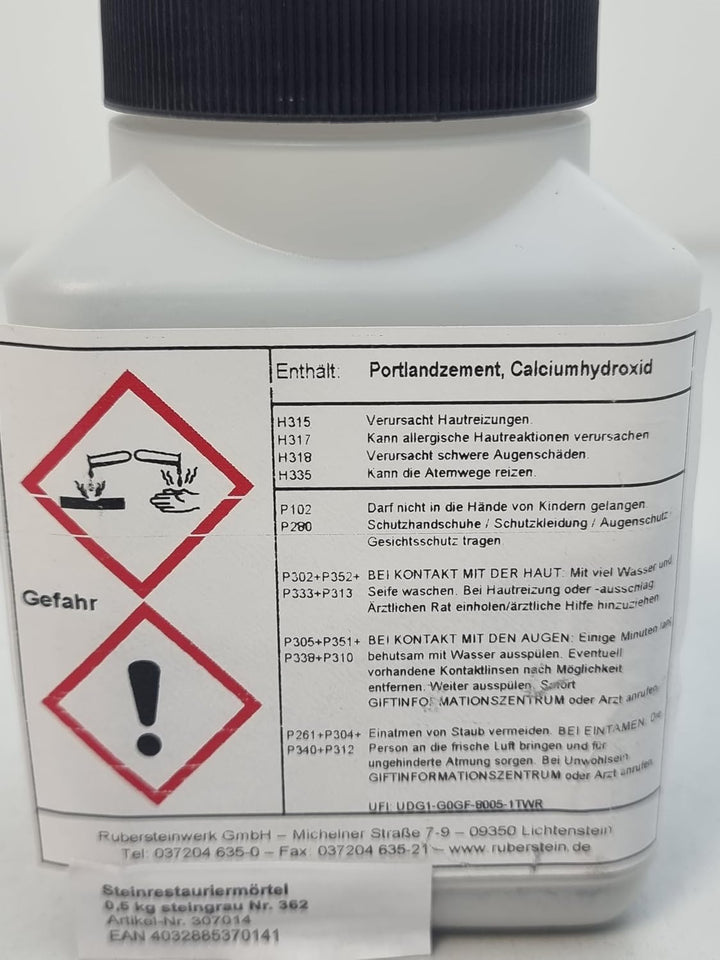 Ruberstein Steinrestauriermörtel für Natur- u. Kunststein 0,5 kg (steingrau)