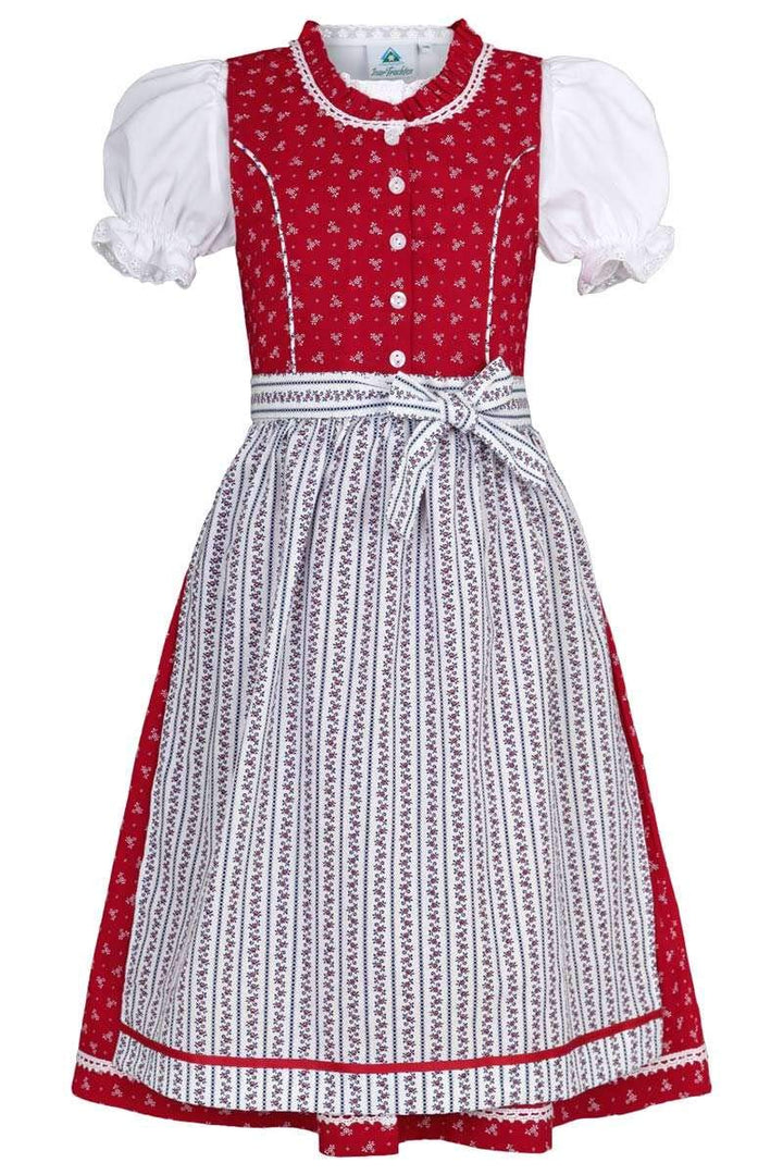 Isar-Trachten Mädchen Kinderdirndl blau mit Bluse 86 Rot, 86 Rot