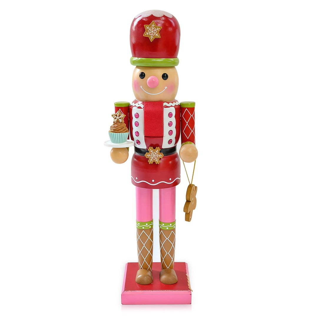 35 cm Holz-Cookie-Frauen-Nussknacker-Soldat-Weihnachtsdekorationen, grosse Weihnachts-Nussknacker-Fi