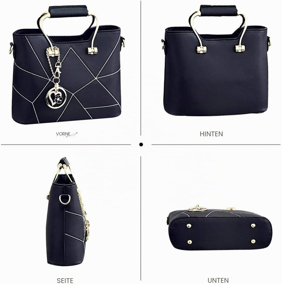 NICOLE &amp; DORIS Schultertasche Damen Mode PU Leder Schick Shopper Handtasche Umhängetasche Tote Handt