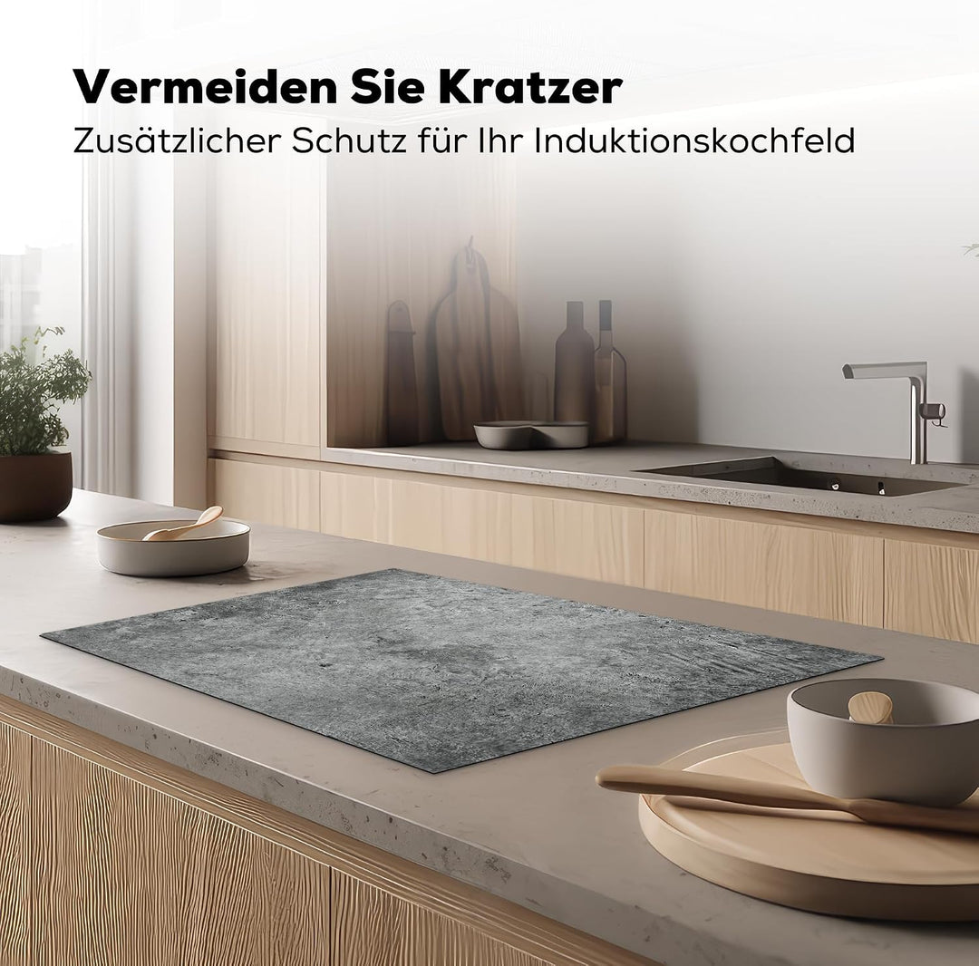 KitchenYeah© Herdabdeckplatte Einteilig Abdeckplatten Cerankochfeld Betongrau 51.5L x 76B cm, Betong
