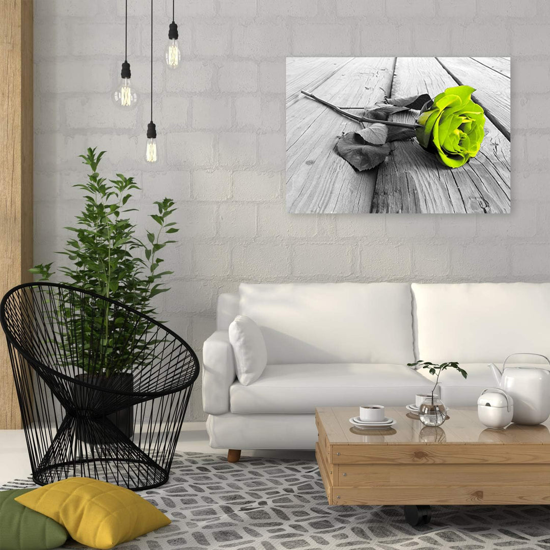 Feeby Wandbild Rose Druckbild Leinwandbild Natur Grün 100x70 cm M14563 100x70 cm, M14563 100x70 cm