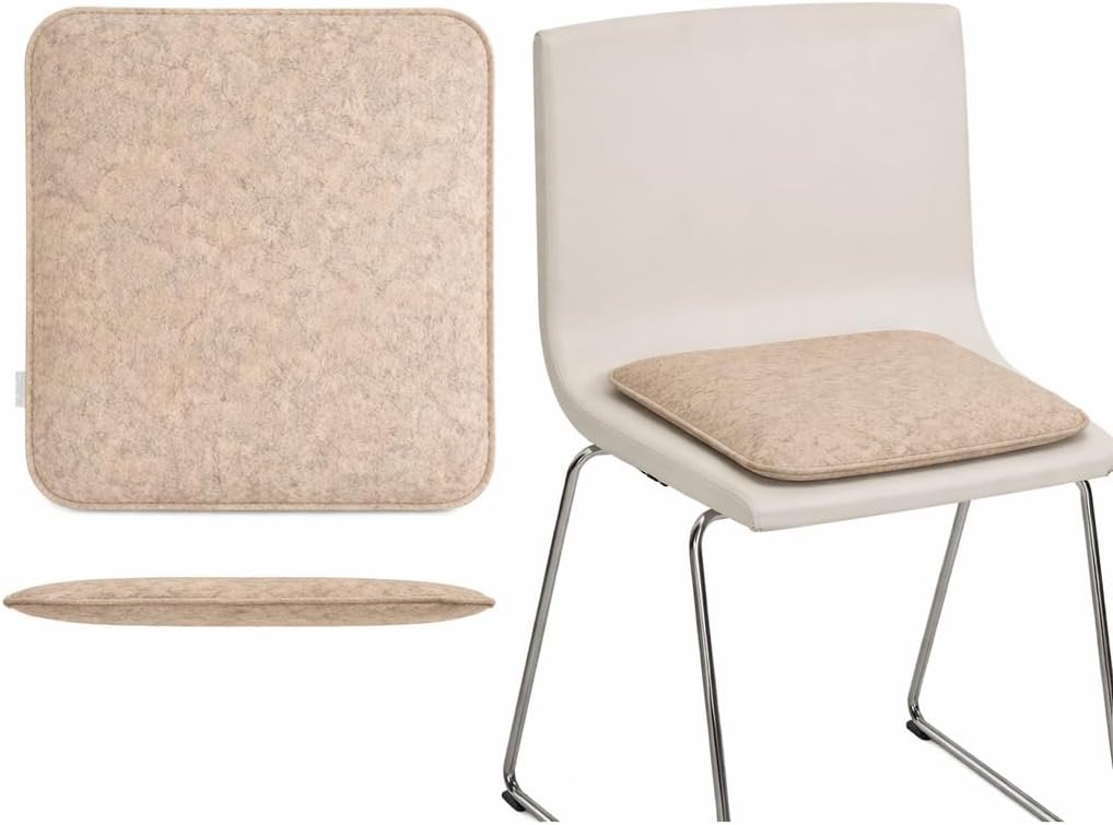 Brandsseller Sitzkissen Filz Eckig 4er Set 35x35x2 cm Stuhlkissen Sitzpolster Auflagen Taupe-Beige 4