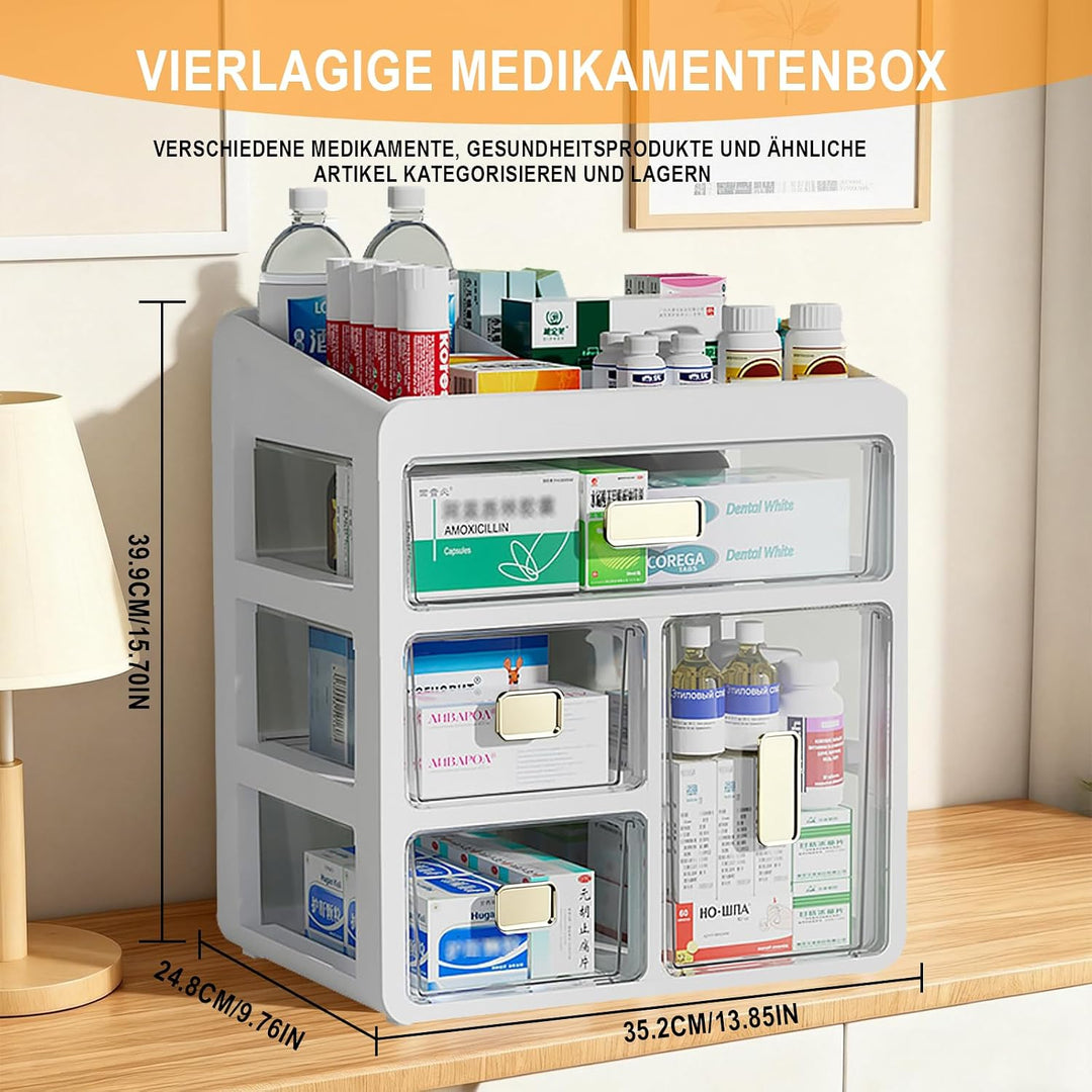 4-stöckiger Medikamentenschrank-Organizer mit Schubladen