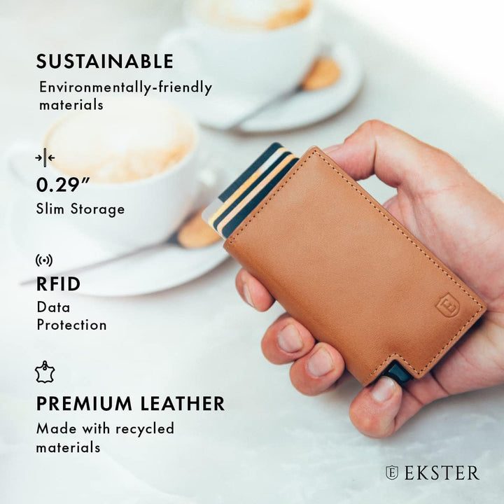 Ekster Parliament - Slim Leather Wallet - RFID Blocking - Schneller Kartenzugriff, Roma Cognac, Schl