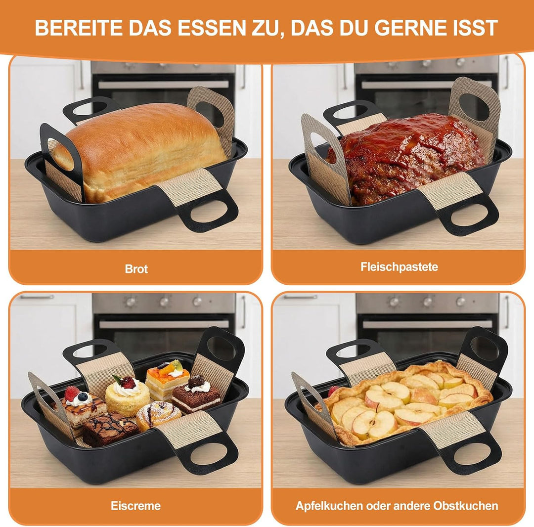 2 Stück Edelstahl Brotbackform - 27.5x15x6cm Kastenform mit 2x Backmatte, Toastbrot Backform Kohlens