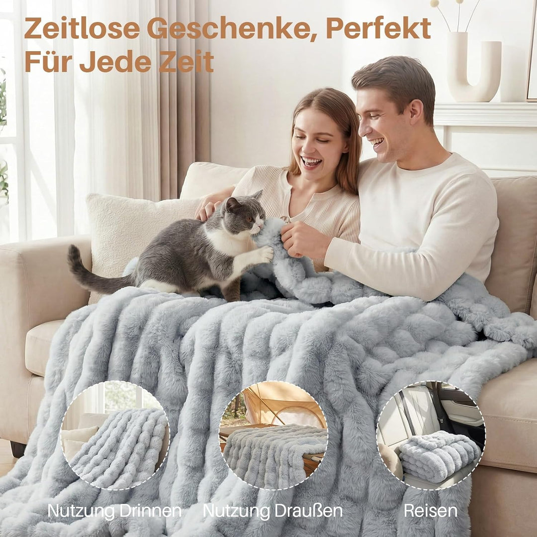 Kuscheldecke Kaninchen Plüsch Decke Super Soft Wohndecke Dick 1000 G/M² Flanell Decke Couchdecke War