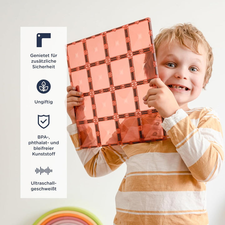 CONNETIX Magnetbausteine Pastell Zitrone und Pfirsich Grundplatten-Pack, 2 Stück