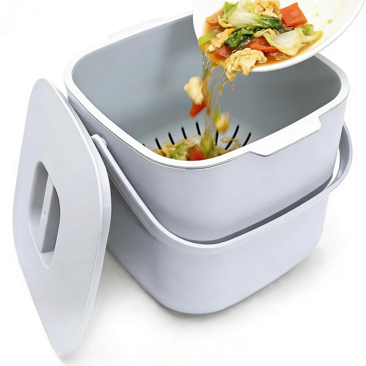 4L Biomülleimer Küche Klein,Komposteimer Küche mit Sieb,Biomüll Behälter mit Deckel,Geruchsdicht Bio