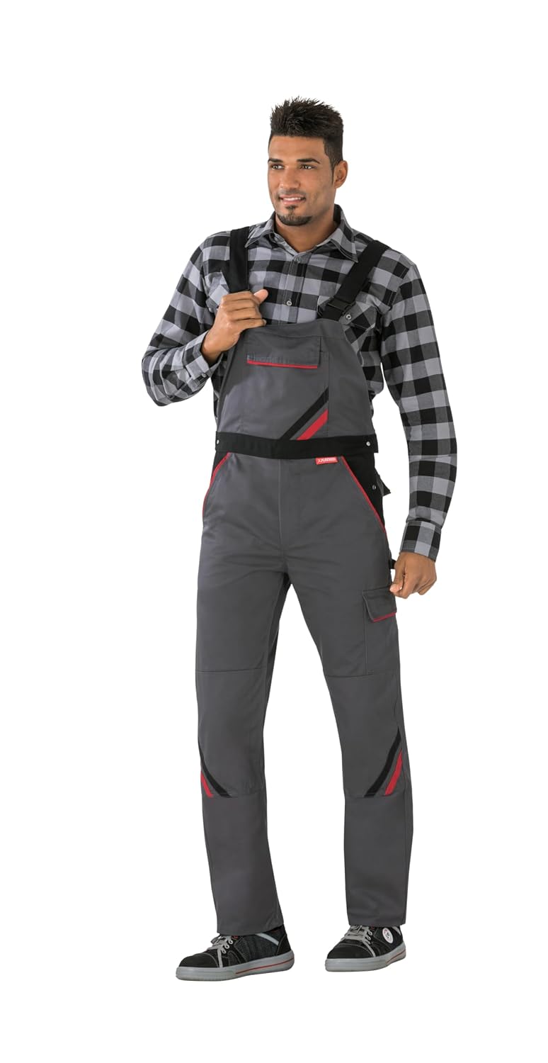 Planam Highline Herren Latzhose Schiefer schwarz rot Modell 2332 Grösse 114 schiefer/schwarz/rot 114