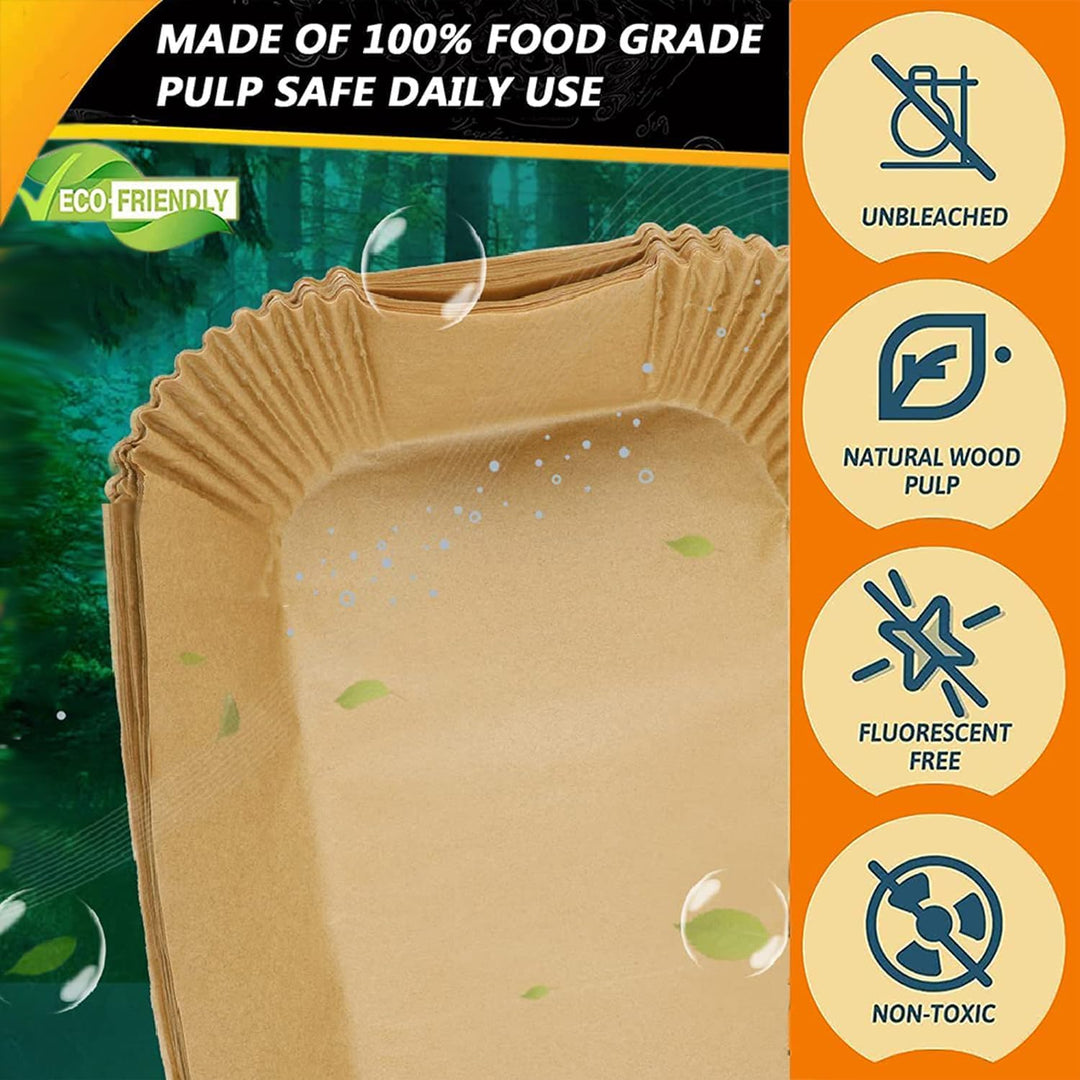 180 Stück Backpapier für Heissluftfritteuse Ninja AF500EU AF500EUCP, Cecotec 9000, Rechteckig Airfry