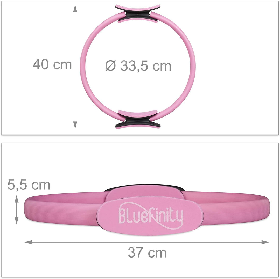 Bluefinity Pilates Ring mit Übungen, Doppelgriff, gepolstert, Widerstandsring Yoga, Fiberglas, Fitne