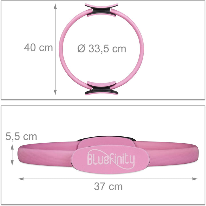 Bluefinity Pilates Ring mit Übungen, Doppelgriff, gepolstert, Widerstandsring Yoga, Fiberglas, Fitne
