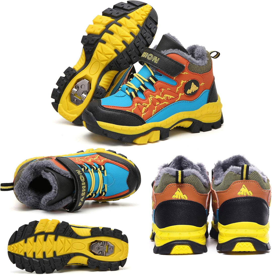 Kinder Winterschuhe Warm Gefütterte Winterboots Jungen Mädchen Trekkingschuhe Schneestiefel Baumwoll