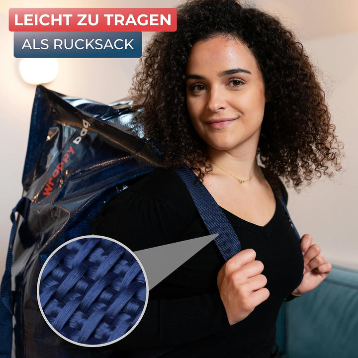 WRAPPYBAG 4er-Set Grosse Kunststoff-Aufbewahrungstaschen – Jumbo XXL Umzugstaschen – Wasserdicht, St