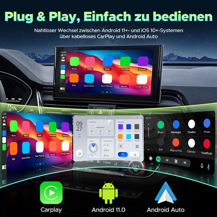 LAMTTO 2 in 1 Carplay Wireless Adapter &amp; Android Auto Adapter USB-C/A