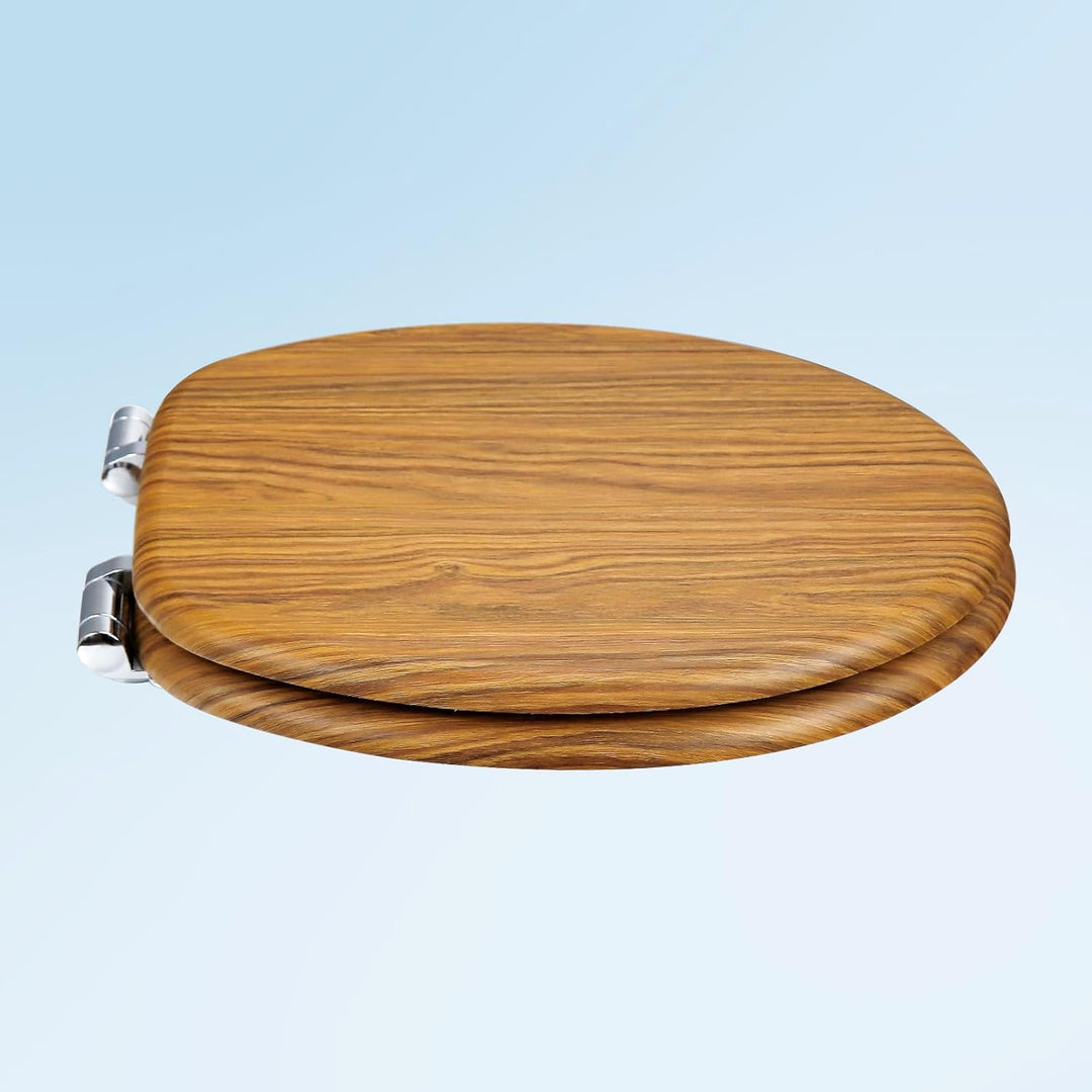 WC-Sitz mit Absenkautomatik, Toilettendeckel aus stabilem MDF-Holzkern, Verstellbare Scharniere aus