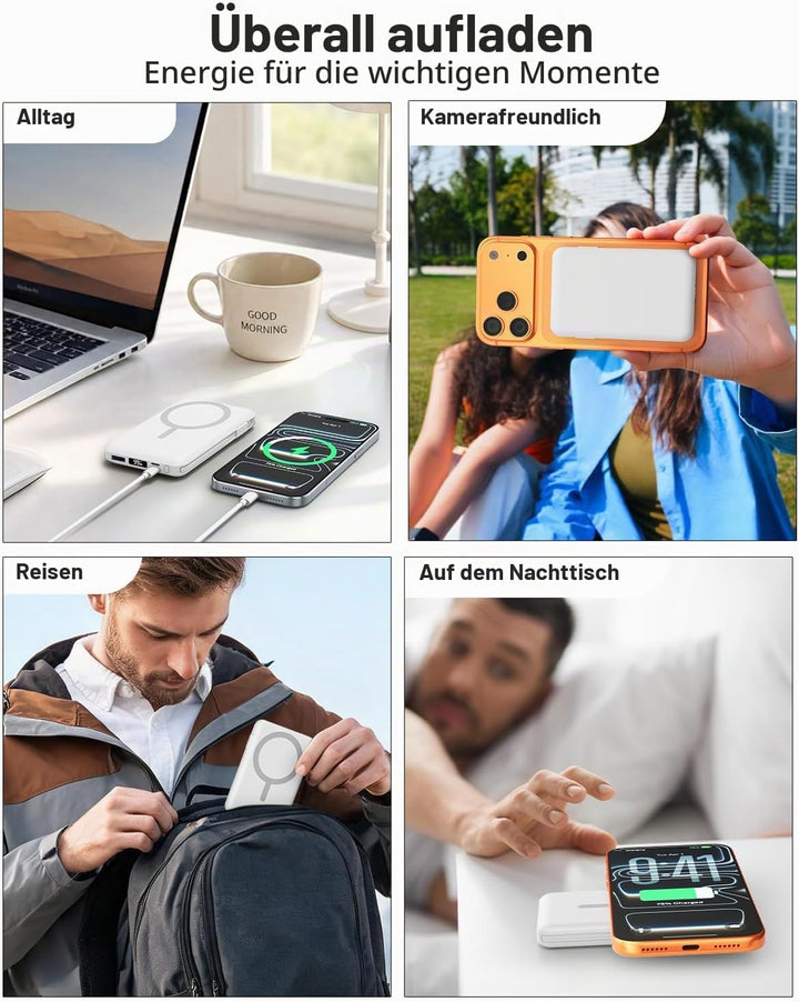 Powerbank für MagSafe, 10000mAh Magnetische Powerbank iPhone, Weiss Weiss 10000.0 Milliamperestunden