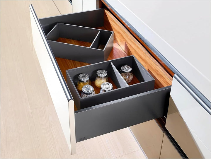 ELITE BOX Schubladensystem mit Vollauszug &amp; Soft-Close – moderne Küchenschublade mit schmalen Seiten