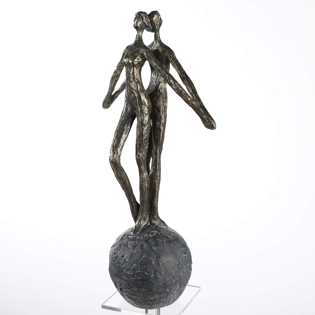 Casablanca - Deko Figut Skulptur Encourage - aus Poly bronzefarben auf Grauer Basis H 37 cm Höhe 37