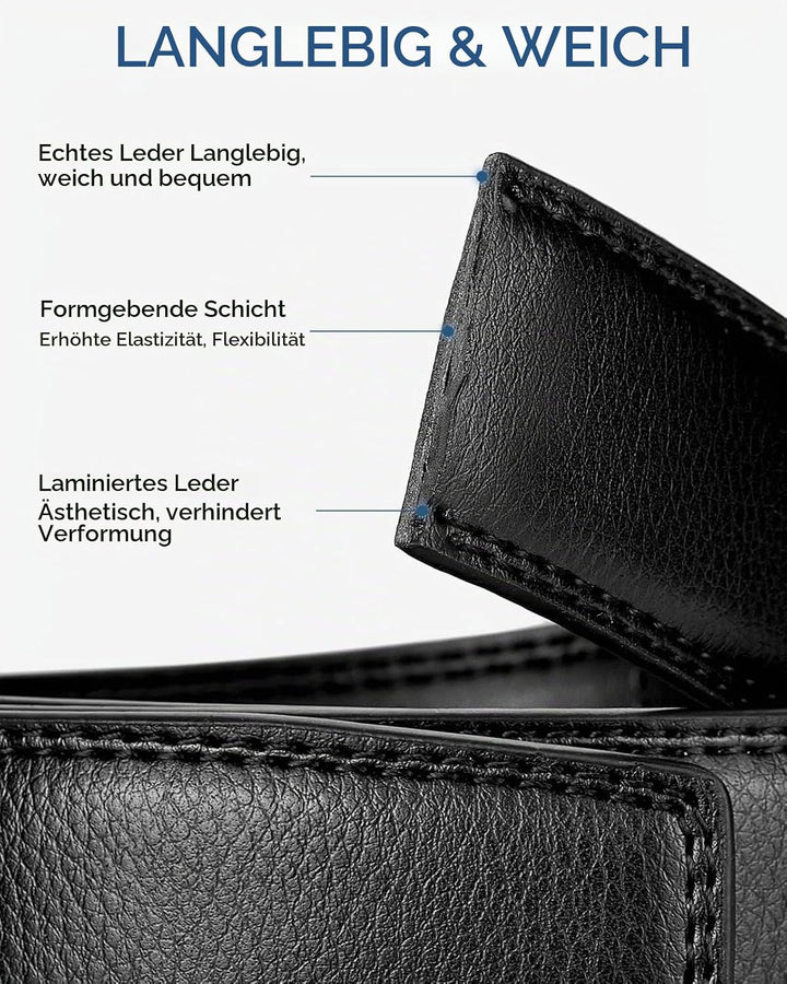 BOSTANTEN Gürtel Herren, Ledergürtel für Herren mit Ratsche Automatikschliesse Business Anzug Gürtel