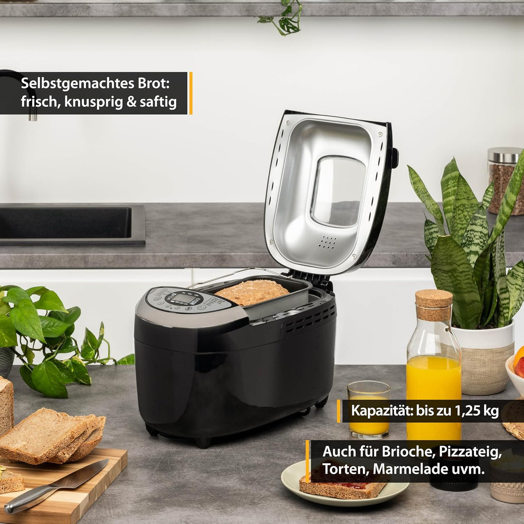 TZS First Austria Brotbackautomat mit 12 Automatikprogrammen, 700g-1000g-1250g Füllmenge, Timer, ein