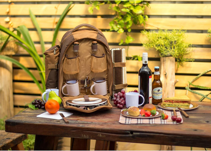 apollo walker 4 Personen Picknick Rucksack Picknick Rucksack Tasche Hamper Cooler Bag mit Geschirr S