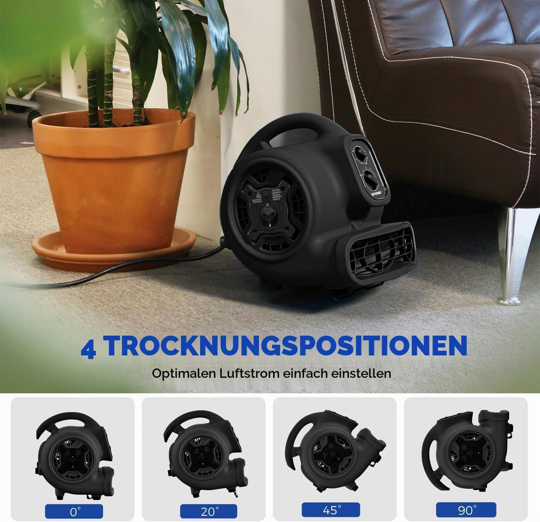 XPower Mighty Centrifugal Air Mover, Carpet Dryer, Floor Fan, Blower, Stackable, Daisy Chain, for Wa