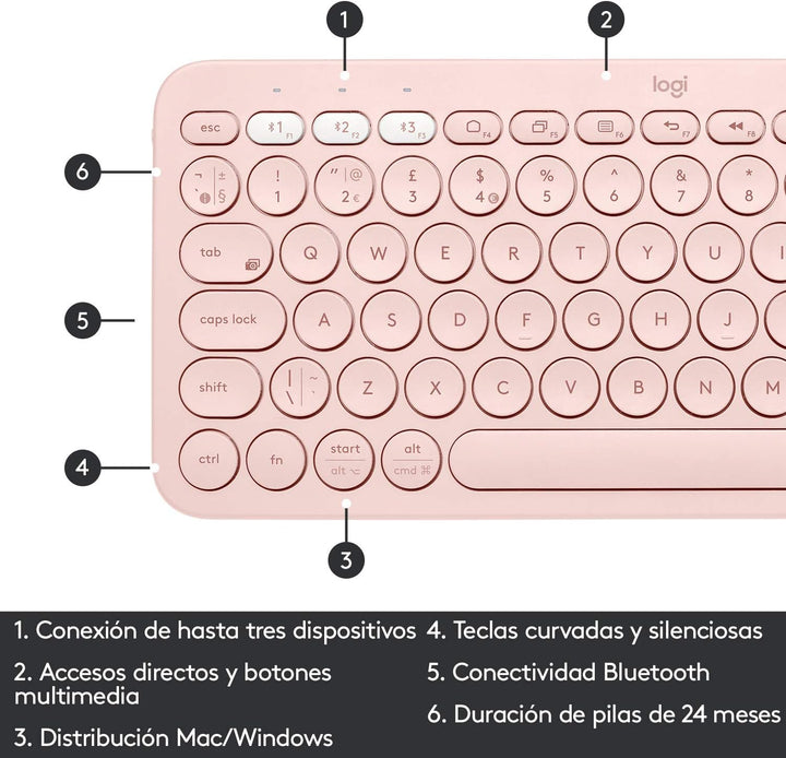 Logitech K380 Kabellose Bluetooth-Tastatur, Multi-Device &amp; Easy-Switch Feature, Windows- und Apple-S